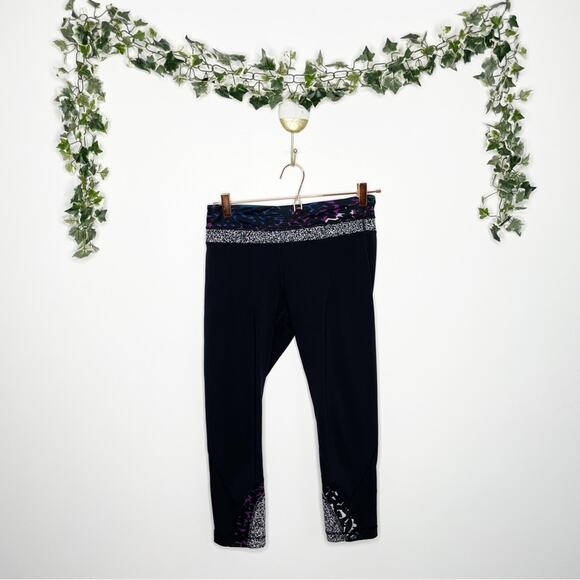 LULULEMON Run Inspire Crop II Black Purple Teal 6 - Picture 1 of 6